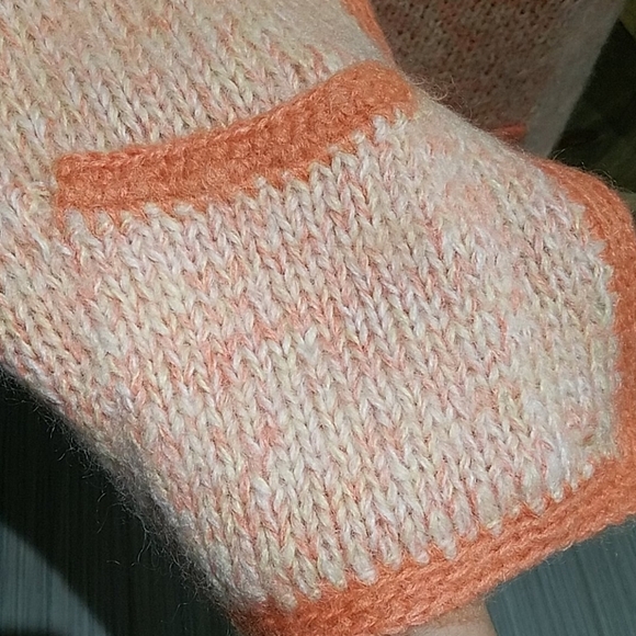 VINTAGE HAND KNIT ORANGE CARDIGAN BY POLLY COTTAGE PRAIRIE FARM CABIN - Picture 7 of 11